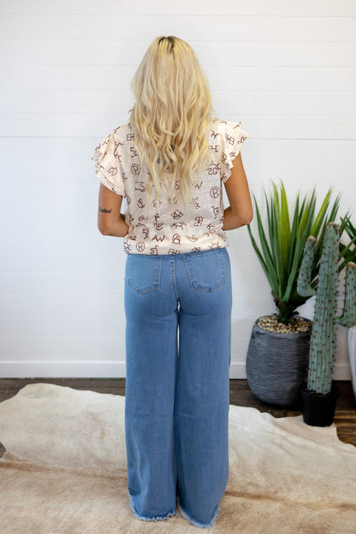 Branded Ruffle Tee - Cowhide and Conchos