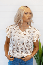 Branded Ruffle Tee - Cowhide and Conchos