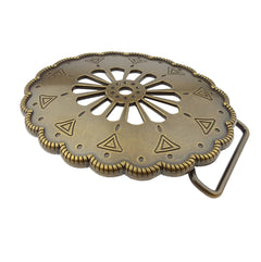 Brass Open Work Vintage Buckle - Cowhide and Conchos