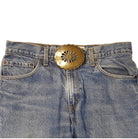Brass Open Work Vintage Buckle - Cowhide and Conchos
