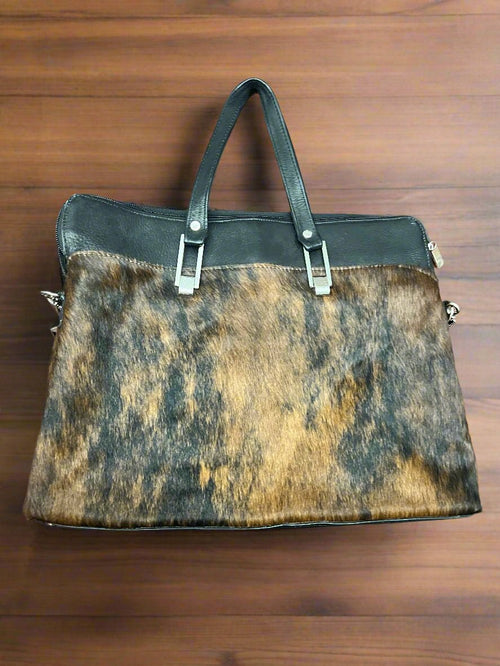 Brindle Purse with Crossbody Strap - Cowhide and Conchos
