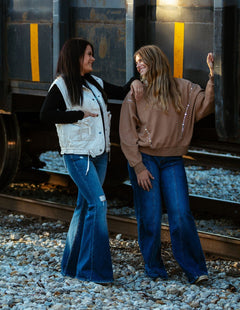 Brown Sugar Studded Pullover - Cowhide and Conchos