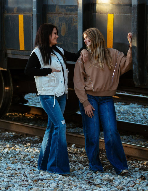 Brown Sugar Studded Pullover - Cowhide and Conchos
