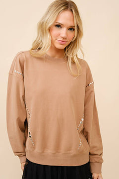 Brown Sugar Studded Pullover - Cowhide and Conchos