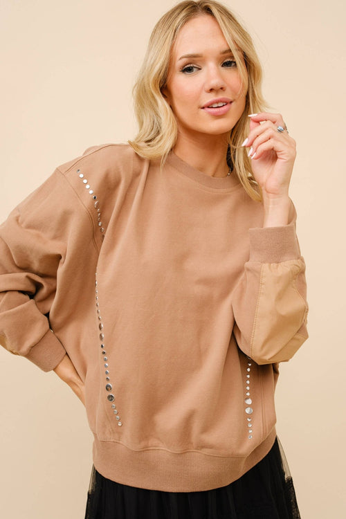 Brown Sugar Studded Pullover - Cowhide and Conchos