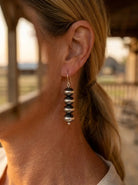 Bryannen Halwood Navajo Pearl Earrings — 2" Sterling Silver (Handcrafted by Navajo Artist) - Cowhide and Conchos
