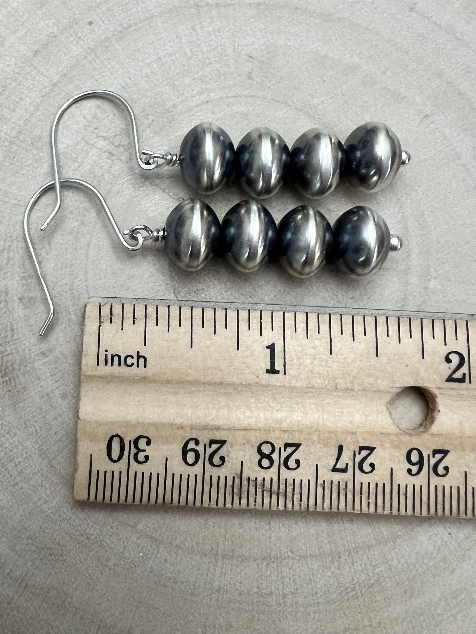 Bryannen Halwood Navajo Pearl Earrings — 2" Sterling Silver (Handcrafted by Navajo Artist) - Cowhide and Conchos