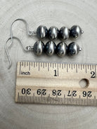 Bryannen Halwood Navajo Pearl Earrings — 2" Sterling Silver (Handcrafted by Navajo Artist) - Cowhide and Conchos