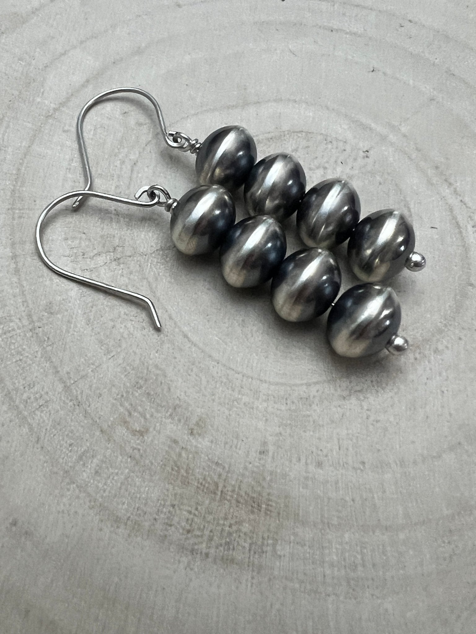 Bryannen Halwood Navajo Pearl Earrings — 2" Sterling Silver (Handcrafted by Navajo Artist) - Cowhide and Conchos