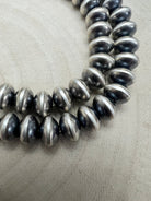 Bryannen Halwood Navajo Saucer Pearl Necklace — 22" (Handcrafted, Maker's Stamped) - Cowhide and Conchos