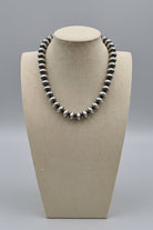 Bryannen Halwood Navajo Sterling Silver Handcrafted Navajo Pearl Necklace — 16" (10mm×13mm Beads, Heirloom) - Cowhide and Conchos