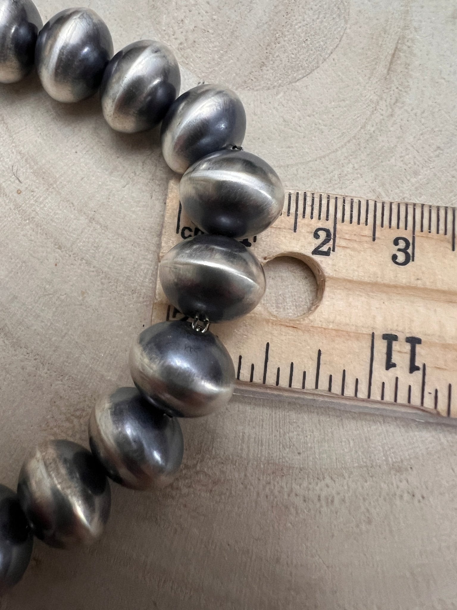 Bryannen Halwood Navajo Sterling Silver Handcrafted Navajo Pearl Necklace — 16" (10mm×13mm Beads, Heirloom) - Cowhide and Conchos