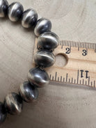 Bryannen Halwood Navajo Sterling Silver Handcrafted Navajo Pearl Necklace — 16" (10mm×13mm Beads, Heirloom) - Cowhide and Conchos