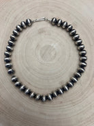 Bryannen Halwood Navajo Sterling Silver Handcrafted Navajo Pearl Necklace — 16" (10mm×13mm Beads, Heirloom) - Cowhide and Conchos