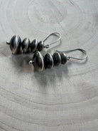 Bryannen Halwood Sterling Silver Navajo Pearl Earrings — 1 3/4 inch (Handcrafted by Navajo Artist) - Cowhide and Conchos