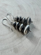Bryannen Halwood Sterling Silver Navajo Pearl Earrings — 1 3/4 inch (Handcrafted by Navajo Artist) - Cowhide and Conchos