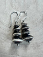 Bryannen Halwood Sterling Silver Navajo Pearl Earrings — 1 3/4 inch (Handcrafted by Navajo Artist) - Cowhide and Conchos