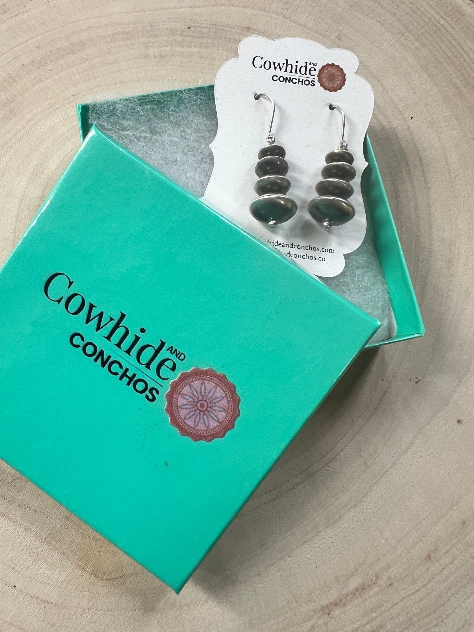 Bryannen Halwood Sterling Silver Navajo Pearl Earrings — 1 3/4 inch (Handcrafted by Navajo Artist) - Cowhide and Conchos