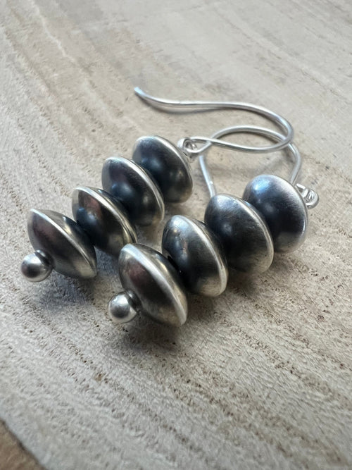 Bryannen Halwood Sterling Silver Navajo Pearl Earrings111 - Cowhide and Conchos