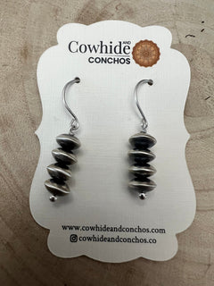 Bryannen Halwood Sterling Silver Navajo Pearl Earrings111 - Cowhide and Conchos