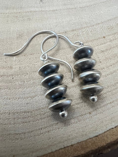 Bryannen Halwood Sterling Silver Navajo Pearl Earrings111 - Cowhide and Conchos