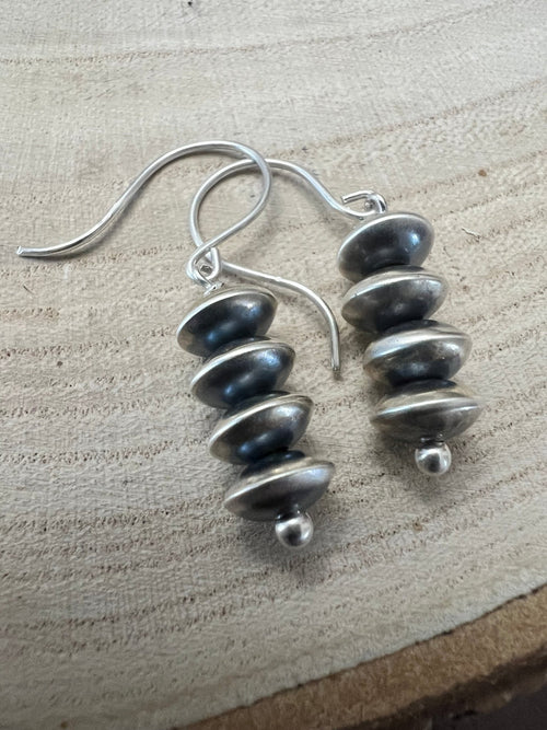 Bryannen Halwood Sterling Silver Navajo Pearl Earrings111 - Cowhide and Conchos