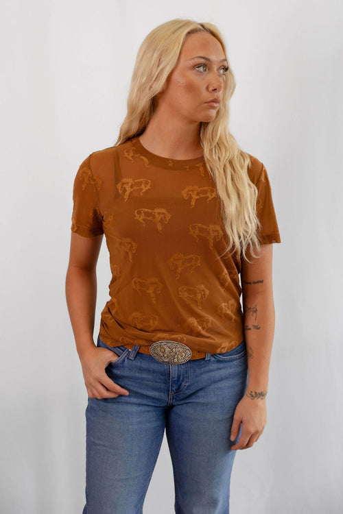 Buck Fifty Saddle Mesh Top - Cowhide and Conchos