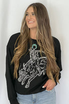 Bull Rider Embroidered Sweatshirt - Cowhide and Conchos