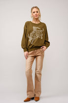Bull Rider Embroidered Sweatshirt - large remaining - Cowhide and Conchos