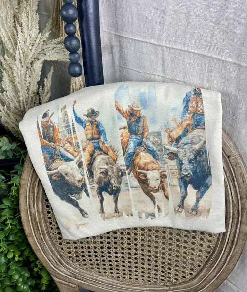 Bull rider Gildan Tee - Cowhide and Conchos