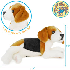 Burkham The Beagle | 14 Inch Stuffed Animal Plush - Cowhide and Conchos