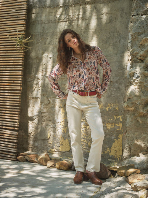 Painted Desert Chiffon Button Up Blouse - small remaining