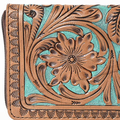 Tooled Genuine Leather Western Wallet