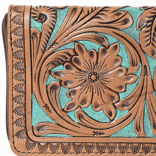 Tooled Genuine Leather Western Wallet