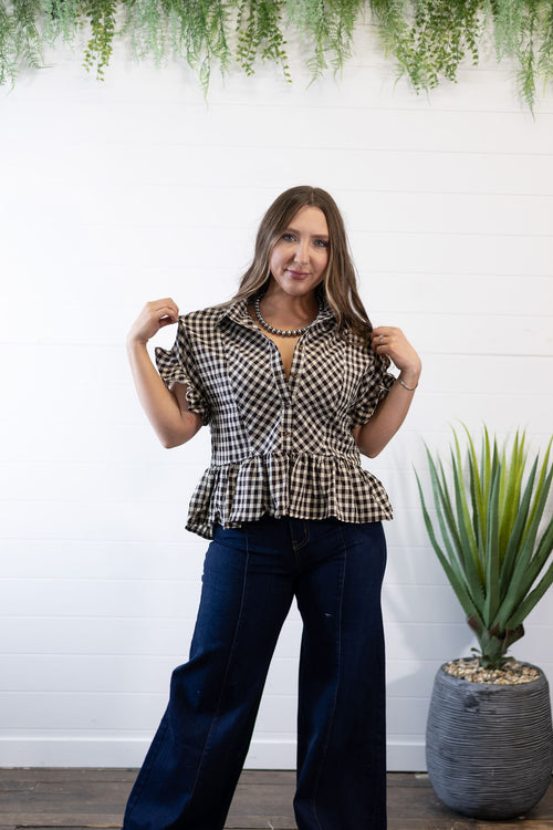 Gingham Ruffled Top