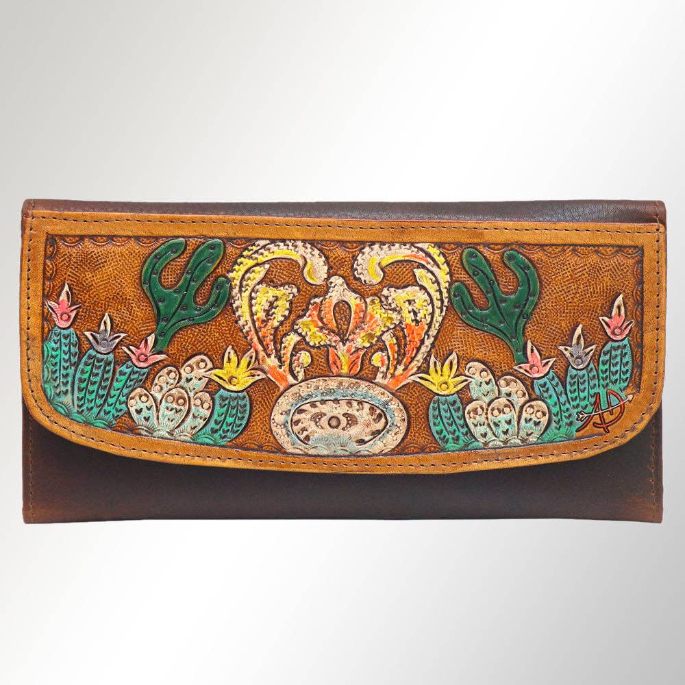 Cactus Fields Genuine Leather Western Bag - Cowhide and Conchos