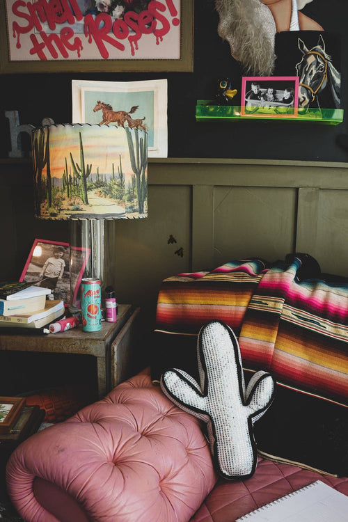 Cactus Throw Pillow - 3 colors available - Cowhide and Conchos