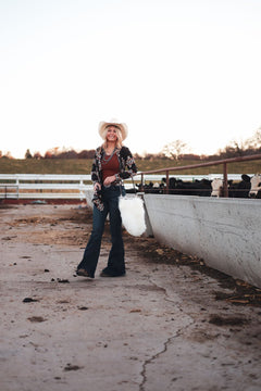 Calgary Open Front Cardigan - Medium available - Cowhide and Conchos