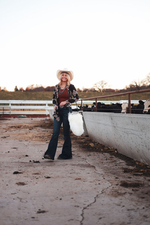 Calgary Open Front Cardigan - Medium available - Cowhide and Conchos