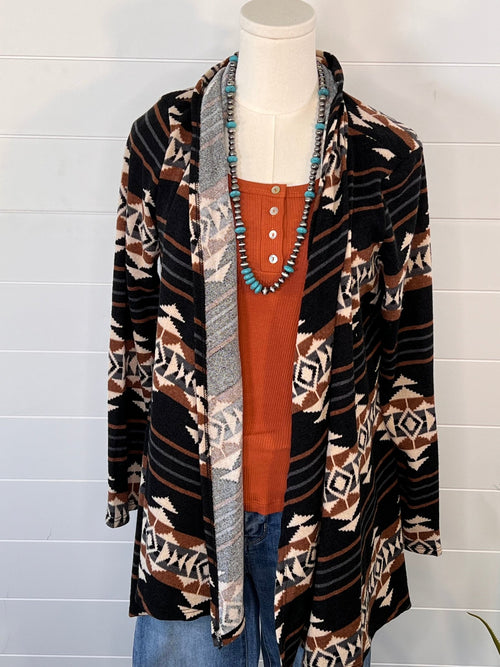 Calgary Open Front Cardigan - Medium available - Cowhide and Conchos