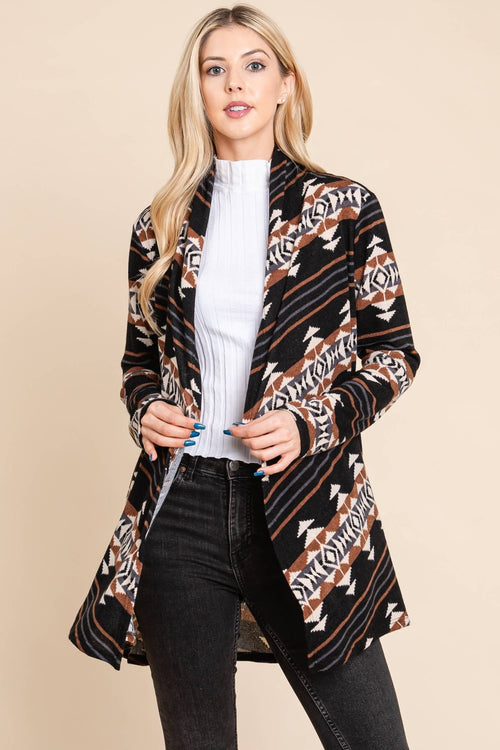 Calgary Open Front Cardigan - Medium available - Cowhide and Conchos