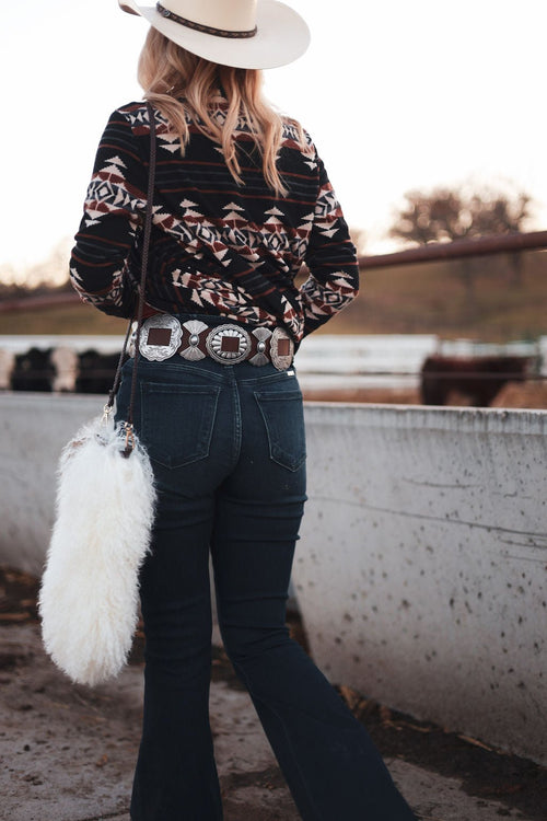 Calgary Open Front Cardigan - Medium available - Cowhide and Conchos