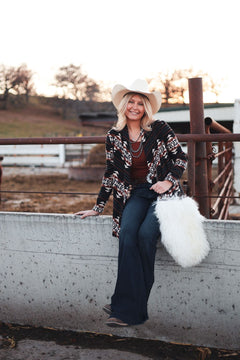 Calgary Open Front Cardigan - Medium available - Cowhide and Conchos