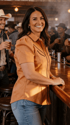 Camel Suede Western Pearl Snap Top – Puff Sleeve Cowgirl Shirt - Cowhide and Conchos