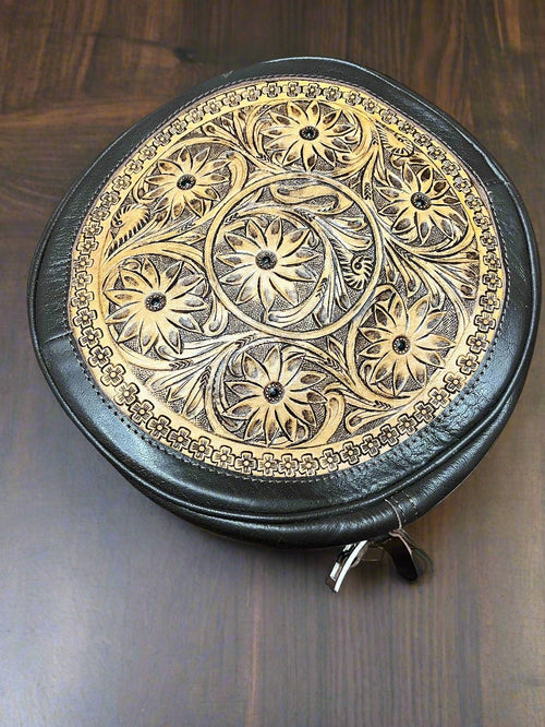 Canteen Bag - Vintage Leather & Hair on Hide - Cowhide and Conchos
