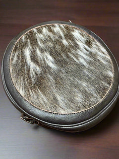 Canteen Bag - Vintage Leather & Hair on Hide - Cowhide and Conchos
