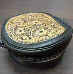 Canteen Bag - Vintage Leather & Hair on Hide - Cowhide and Conchos