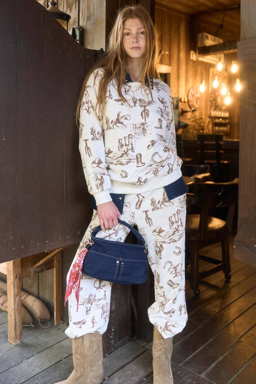 Cassidy Wild West Print Joggers - Cowhide and Conchos