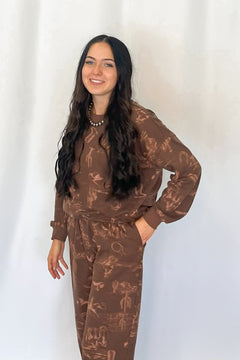 Cassidy Wild West Print Joggers - Cowhide and Conchos