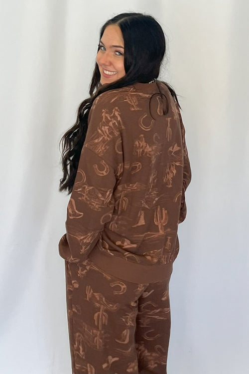 Cassidy Wild West Print Joggers - Cowhide and Conchos